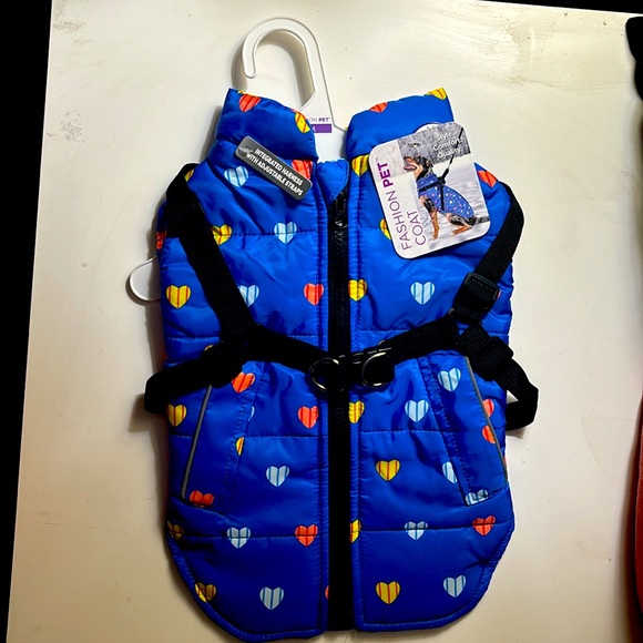 Fashion Pet Puffy Heart Harness Coat Blue - Picture 3 of 3
